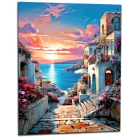 Cadre Souvenir de Grèce et coucher de soleil souvenir de grèce et coucher de soleil