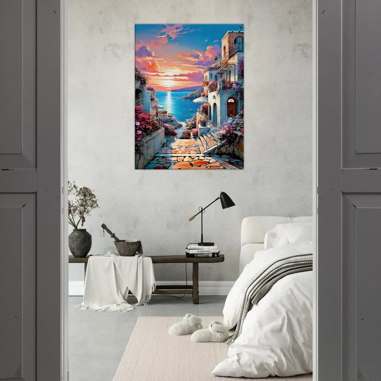 souvenir de grèce et coucher de soleil