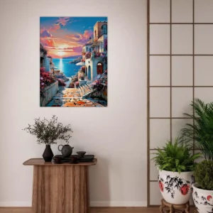 souvenir de grèce et coucher de soleil