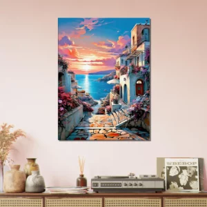 souvenir de grèce et coucher de soleil