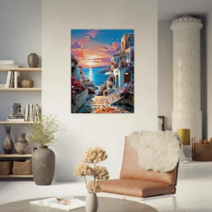 Cadre Souvenir de Grèce et coucher de soleil souvenir de grèce et coucher de soleil