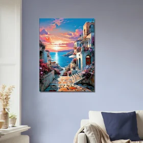 Cadre Souvenir de Grèce et coucher de soleil souvenir de grèce et coucher de soleil