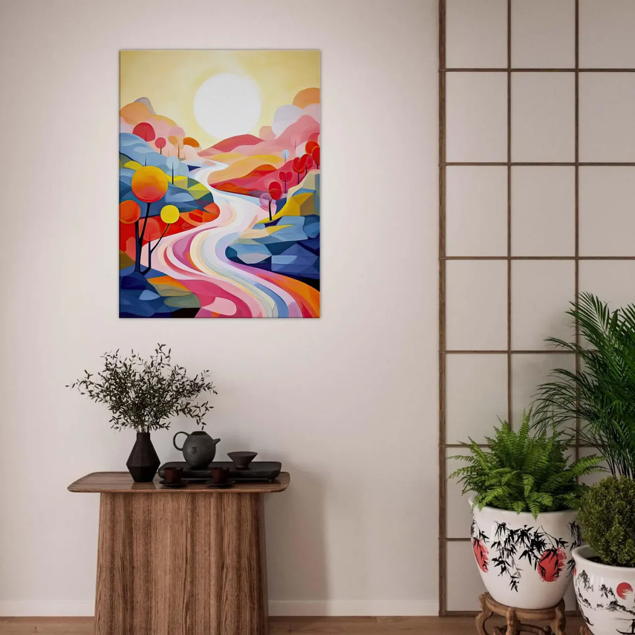 vallée kaléidoscope abstrait couleur vives