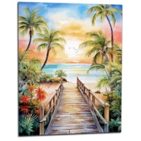 Aquarelle Évasion Tropicale Plage et palmiers aquarelle Évasion tropicale plage et palmiers