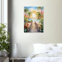 Aquarelle Évasion Tropicale Plage et palmiers aquarelle Évasion tropicale plage et palmiers