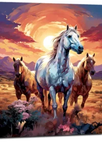 Cadre Chevaux sauvages dans la steppe Argentine chevaux sauvages dans la steppe argentine