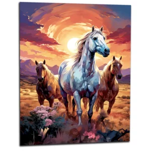 Chevaux sauvages dans la steppe Argentine