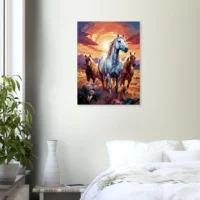 Cadre Chevaux sauvages dans la steppe Argentine chevaux sauvages dans la steppe argentine