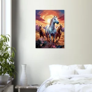 chevaux sauvages dans la steppe argentine