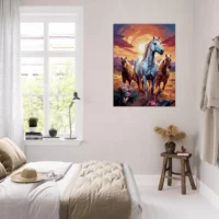 Cadre Chevaux sauvages dans la steppe Argentine chevaux sauvages dans la steppe argentine