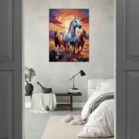 Cadre Chevaux sauvages dans la steppe Argentine chevaux sauvages dans la steppe argentine