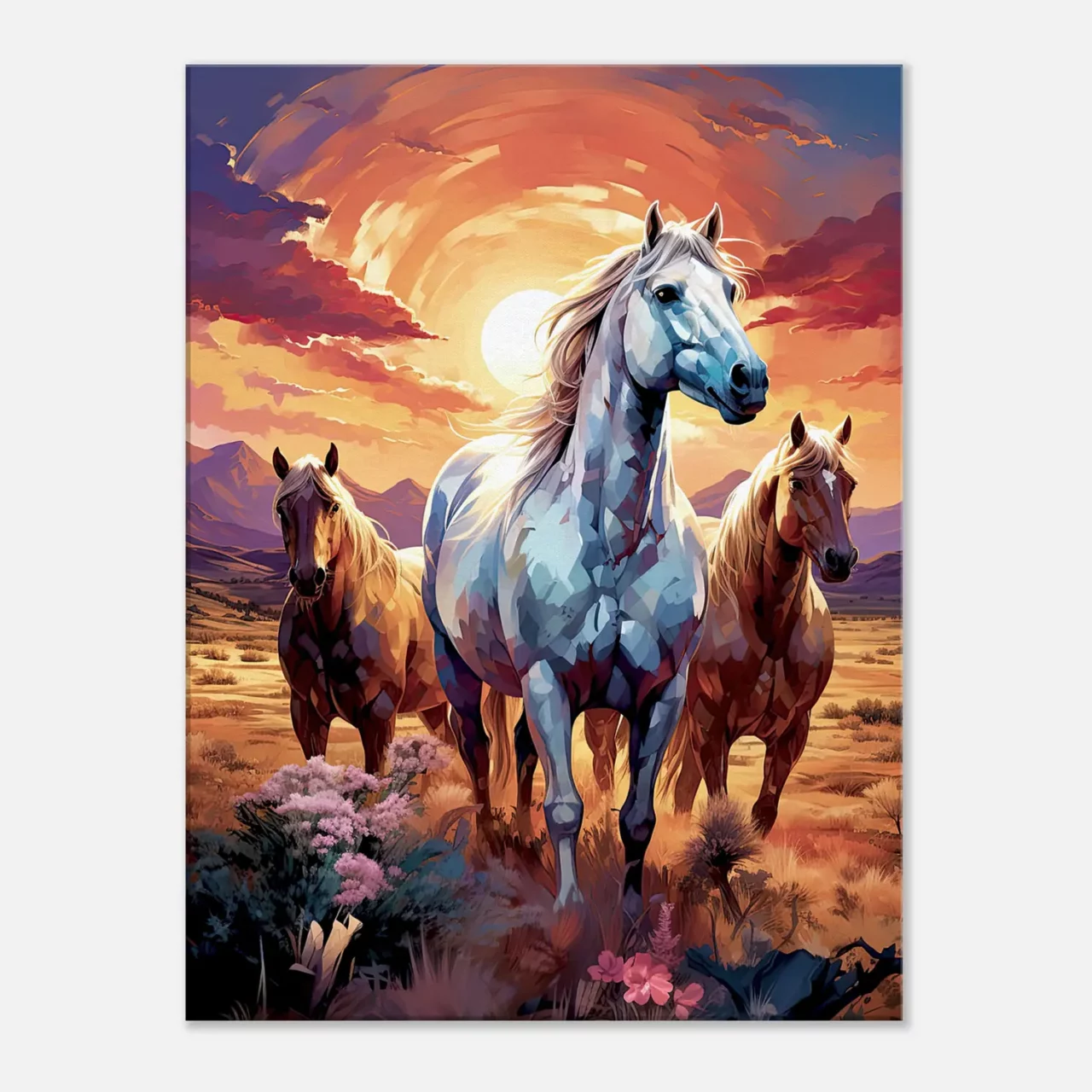 chevaux sauvages dans la steppe argentine