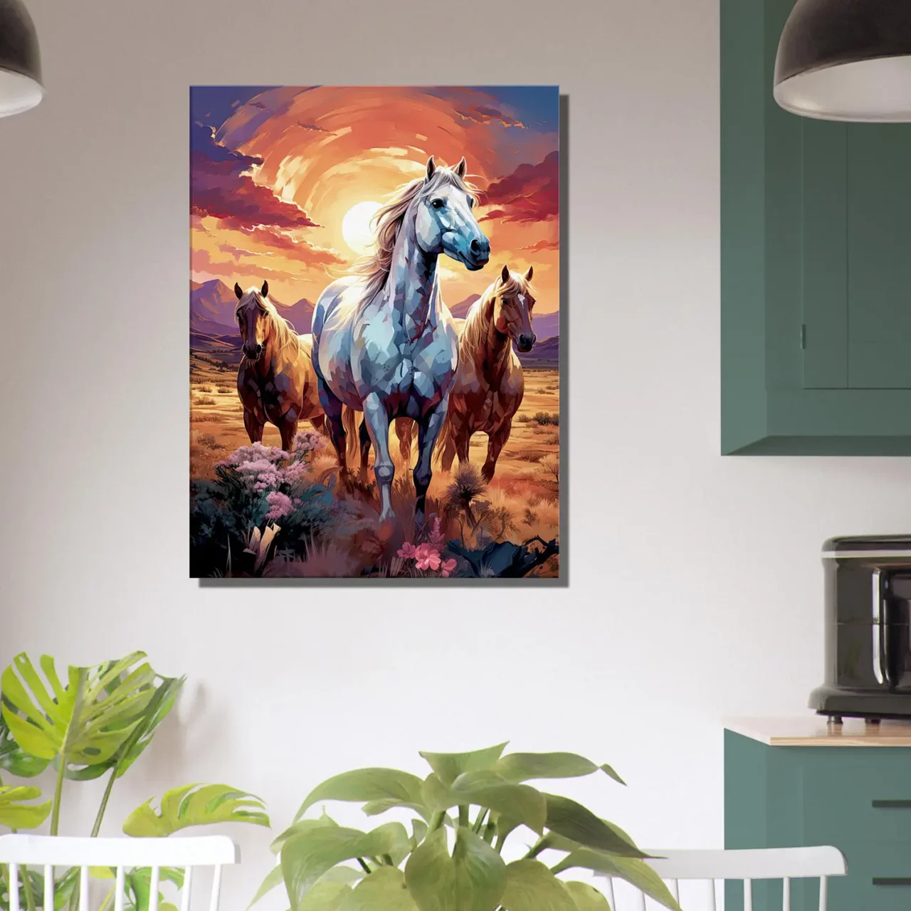 chevaux sauvages dans la steppe argentine