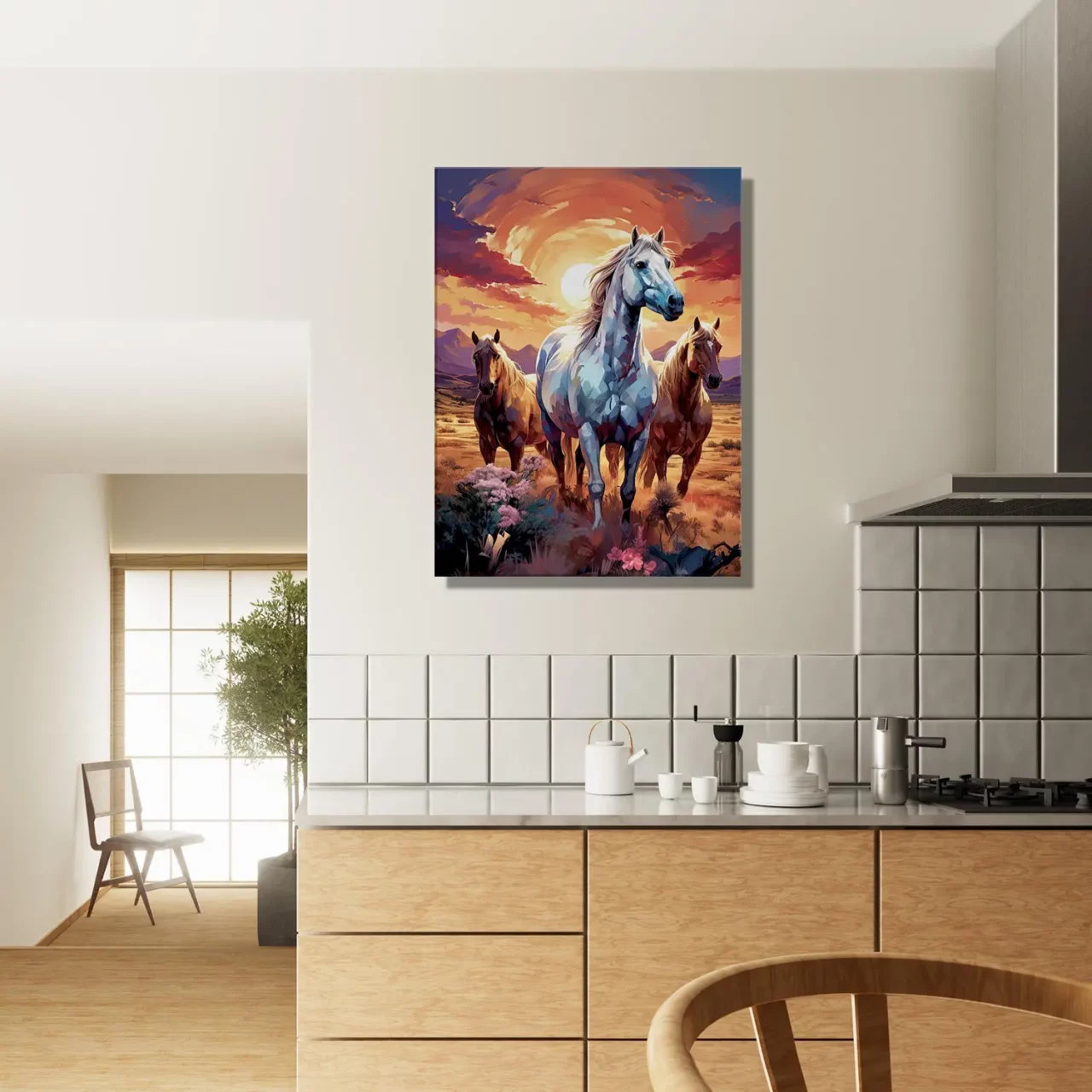 chevaux sauvages dans la steppe argentine