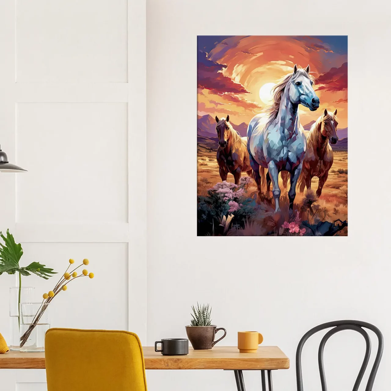 chevaux sauvages dans la steppe argentine