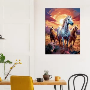 chevaux sauvages dans la steppe argentine