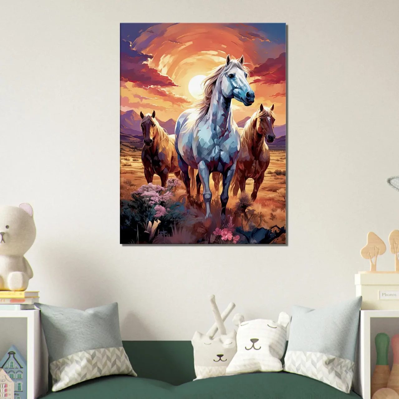 chevaux sauvages dans la steppe argentine