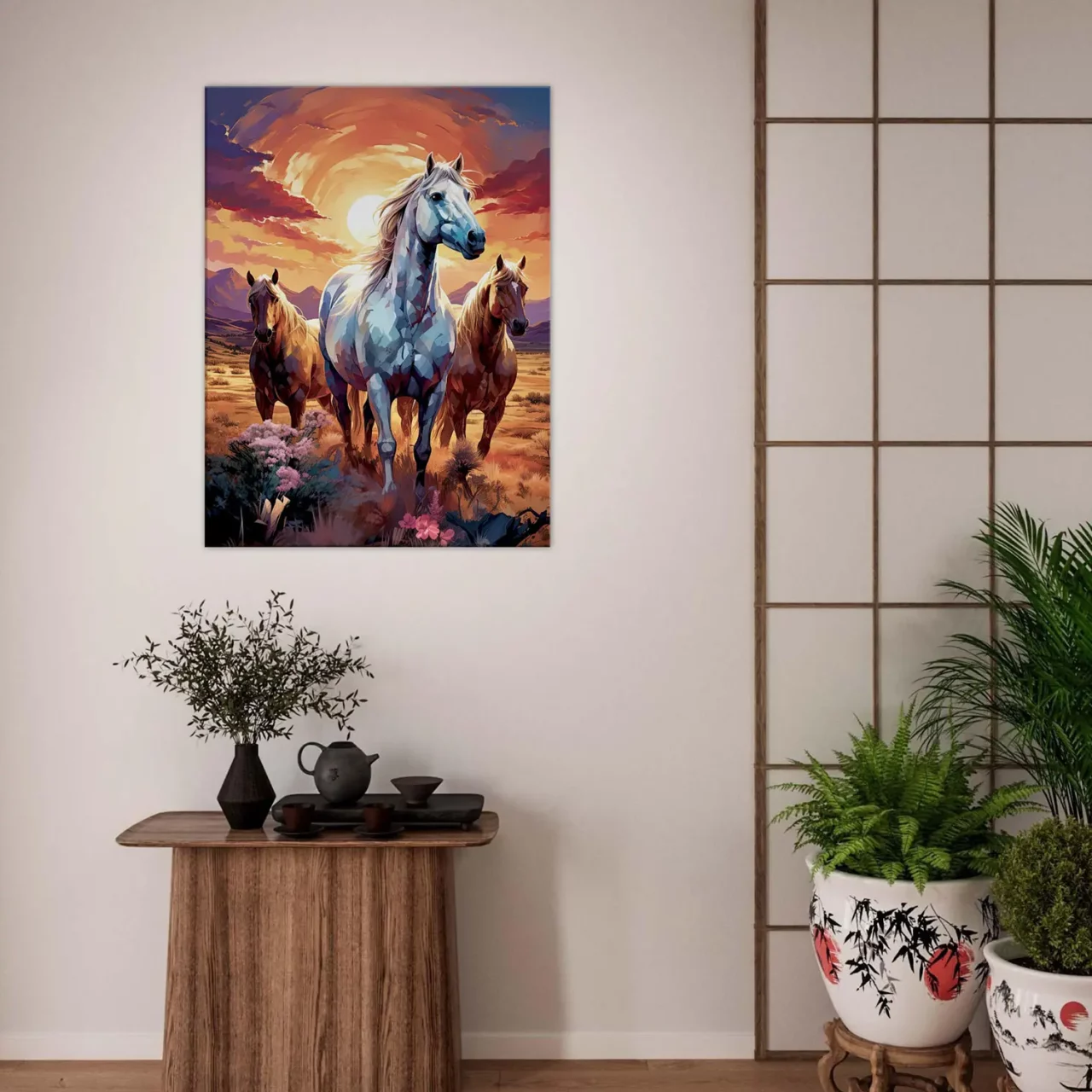 chevaux sauvages dans la steppe argentine