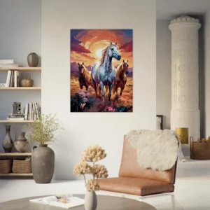 chevaux sauvages dans la steppe argentine