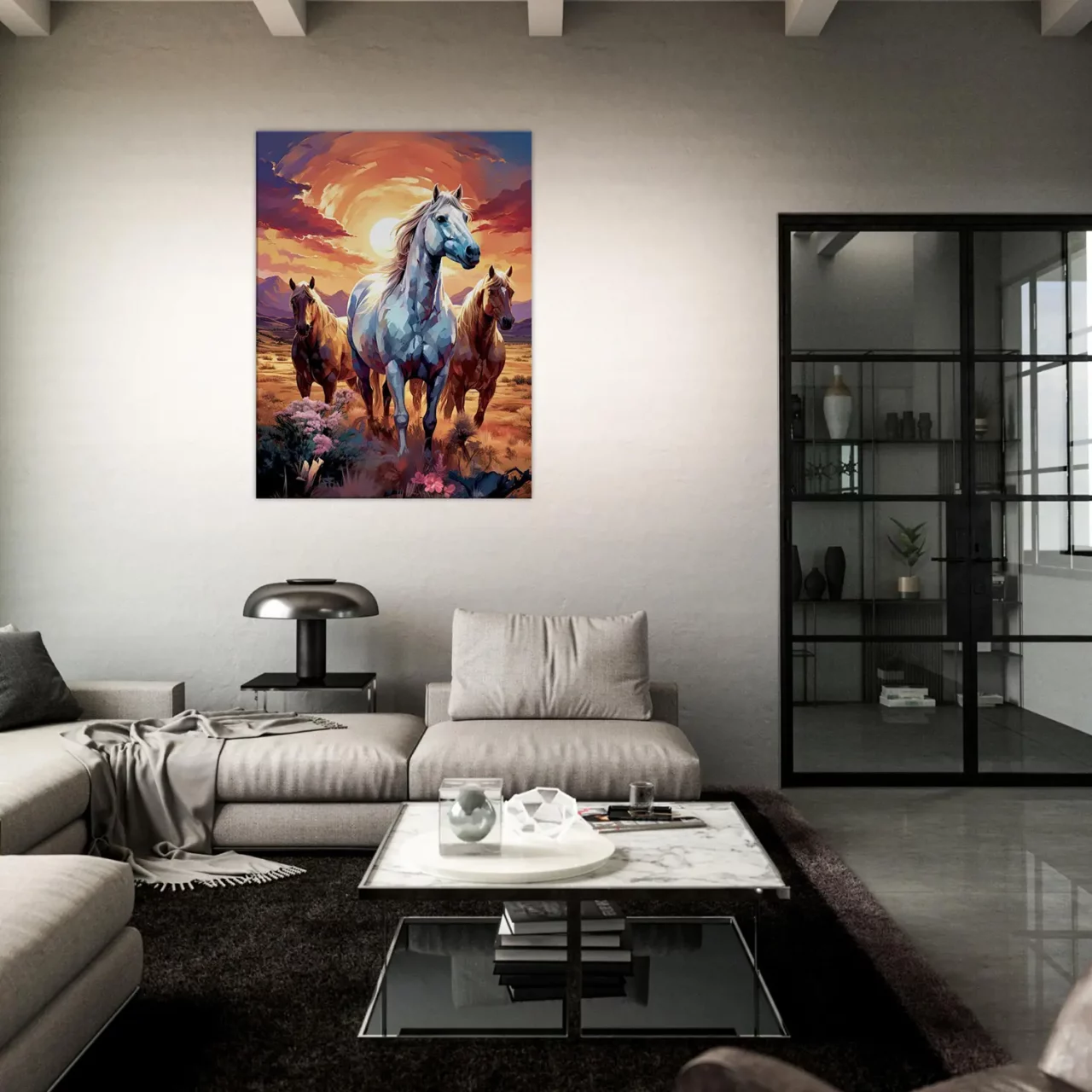 chevaux sauvages dans la steppe argentine