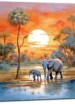 crepuscule africain douceur dune famille delephants crépuscule africain douceur d'une famille d'Éléphants