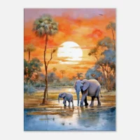 Crépuscule Africain Douceur d’une Famille d’Éléphants crépuscule africain douceur d'une famille d'Éléphants