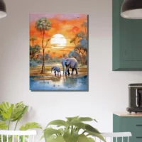 Crépuscule Africain Douceur d’une Famille d’Éléphants crépuscule africain douceur d'une famille d'Éléphants