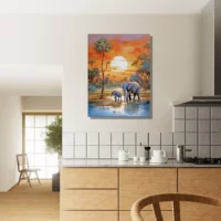 Crépuscule Africain Douceur d’une Famille d’Éléphants crépuscule africain douceur d'une famille d'Éléphants