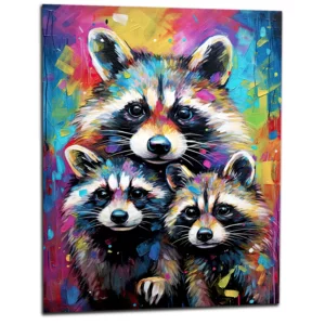 Curiosité Colorée  Trio de Raton-Laveurs