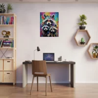 Cadre Curiosité Colorée Trio de Raton-Laveurs curiosité colorée trio de raton laveurs