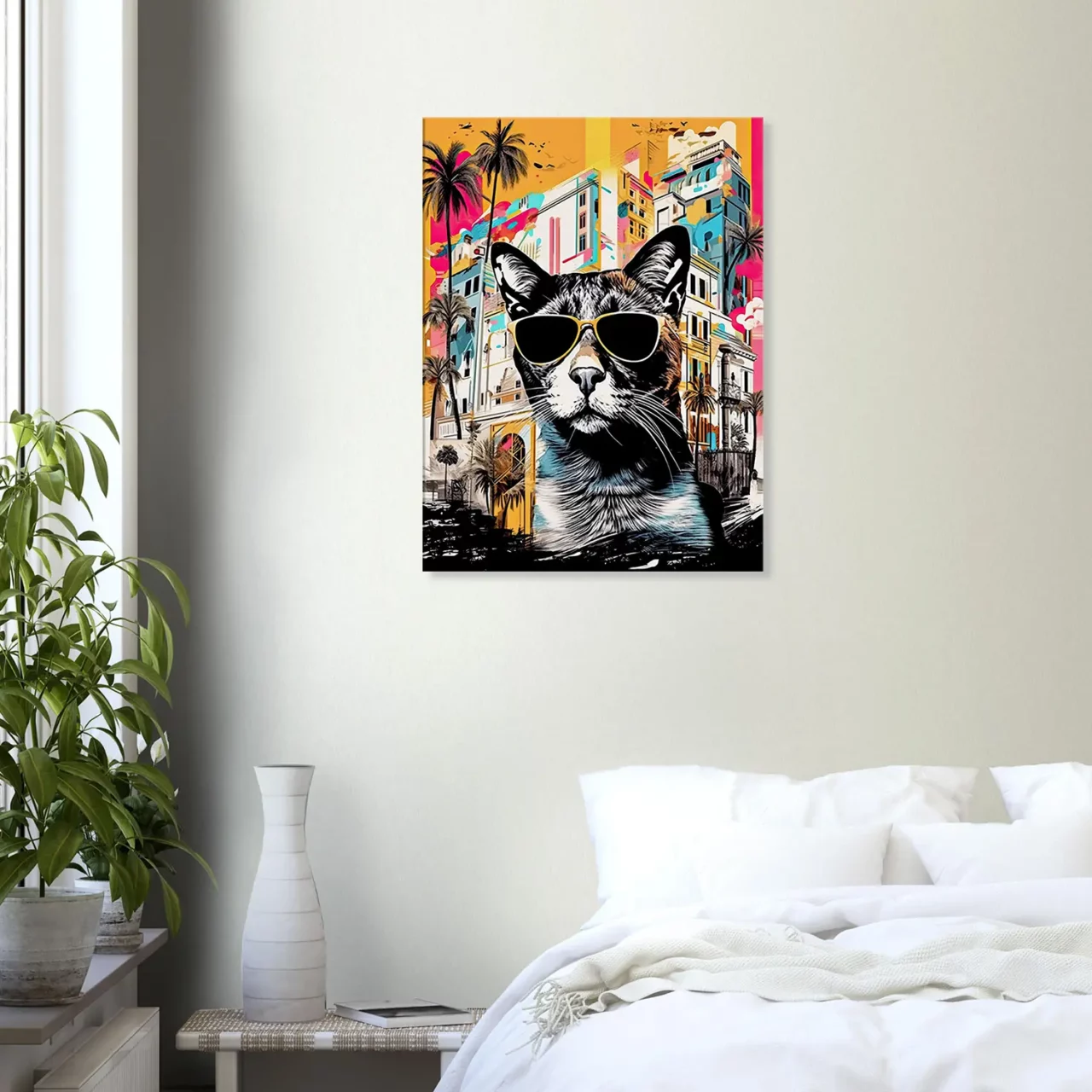 Cadre Art Urbain : Chat Cool et Architecture Colorée art urbain : chat cool et architecture colorée