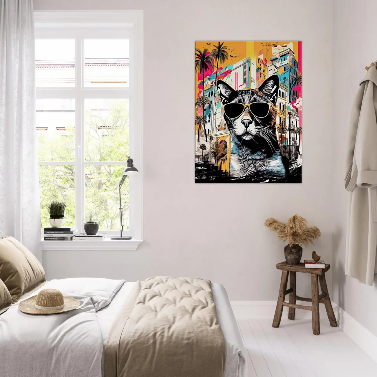 Cadre Art Urbain : Chat Cool et Architecture Colorée art urbain : chat cool et architecture colorée