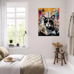 Cadre Art Urbain : Chat Cool et Architecture Colorée art urbain : chat cool et architecture colorée