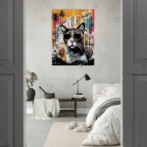 Cadre Art Urbain : Chat Cool et Architecture Colorée art urbain : chat cool et architecture colorée