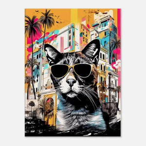 Cadre Art Urbain : Chat Cool et Architecture Colorée art urbain : chat cool et architecture colorée