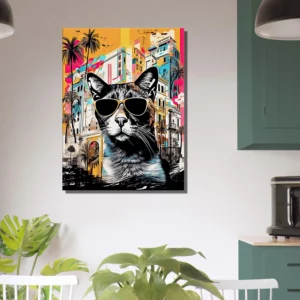 Cadre Art Urbain : Chat Cool et Architecture Colorée art urbain : chat cool et architecture colorée