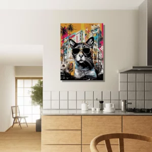 Cadre Art Urbain : Chat Cool et Architecture Colorée art urbain : chat cool et architecture colorée