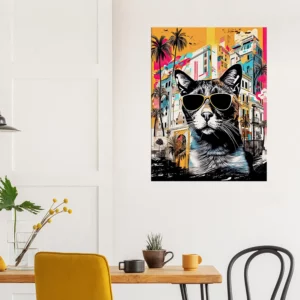 Cadre Art Urbain : Chat Cool et Architecture Colorée art urbain : chat cool et architecture colorée