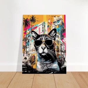 Cadre Art Urbain : Chat Cool et Architecture Colorée art urbain : chat cool et architecture colorée