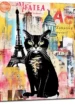 elégance parisienne chat sur fond de collage urbain