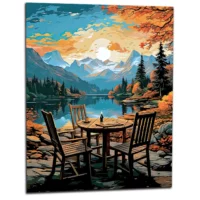 Cadre Evasion en Nature Café automnal bord du lac evasion en nature café automnal bord du lac