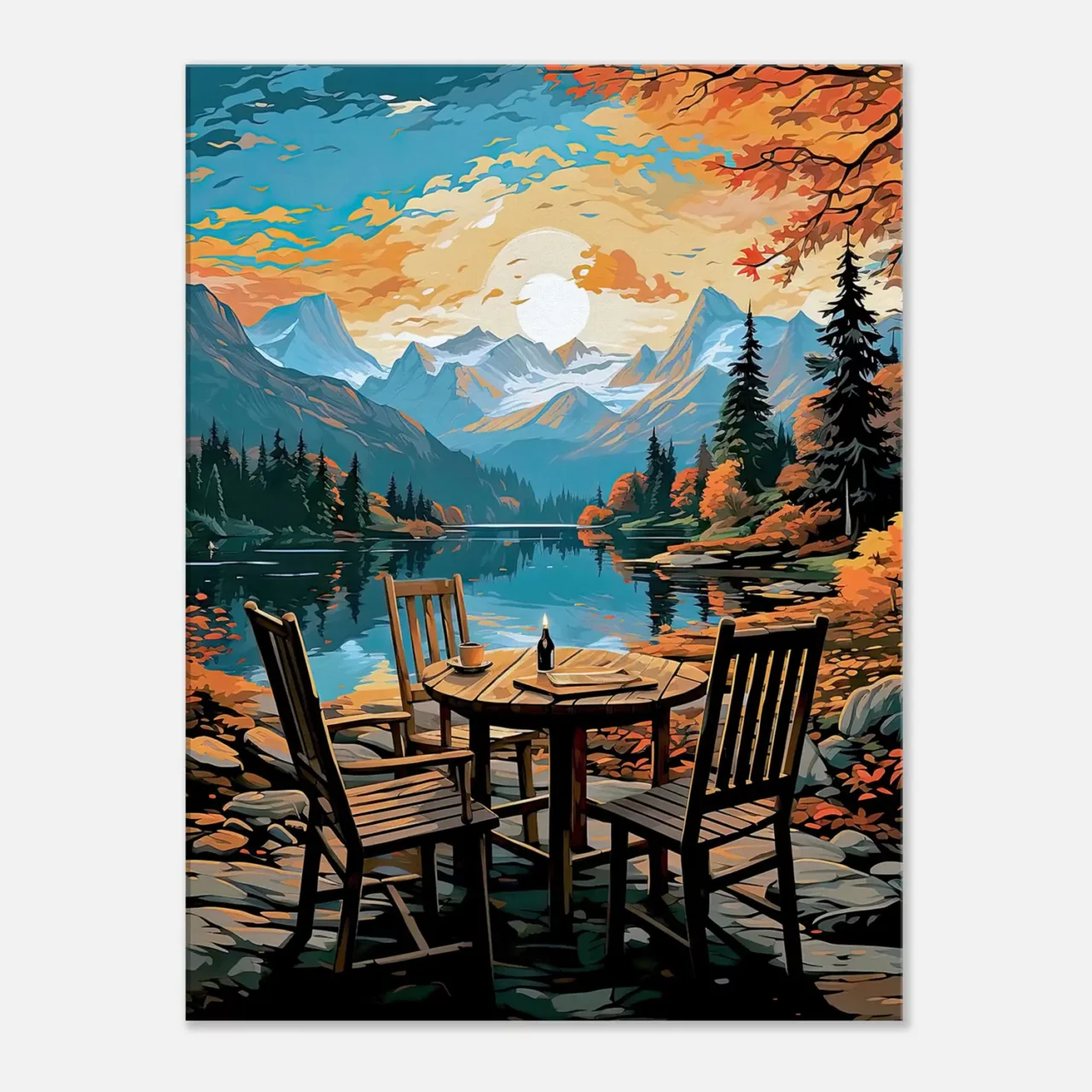 Cadre Evasion en Nature Café automnal bord du lac evasion en nature café automnal bord du lac