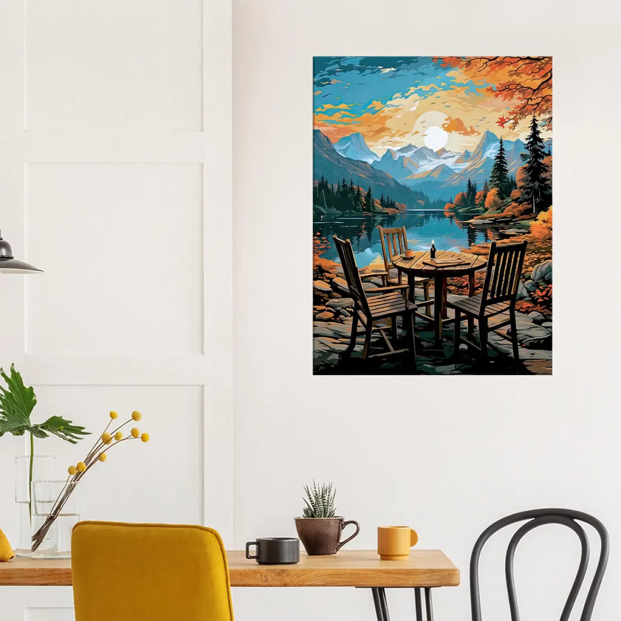 Cadre Evasion en Nature Café automnal bord du lac evasion en nature café automnal bord du lac