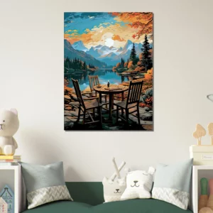 Cadre Evasion en Nature Café automnal bord du lac evasion en nature café automnal bord du lac