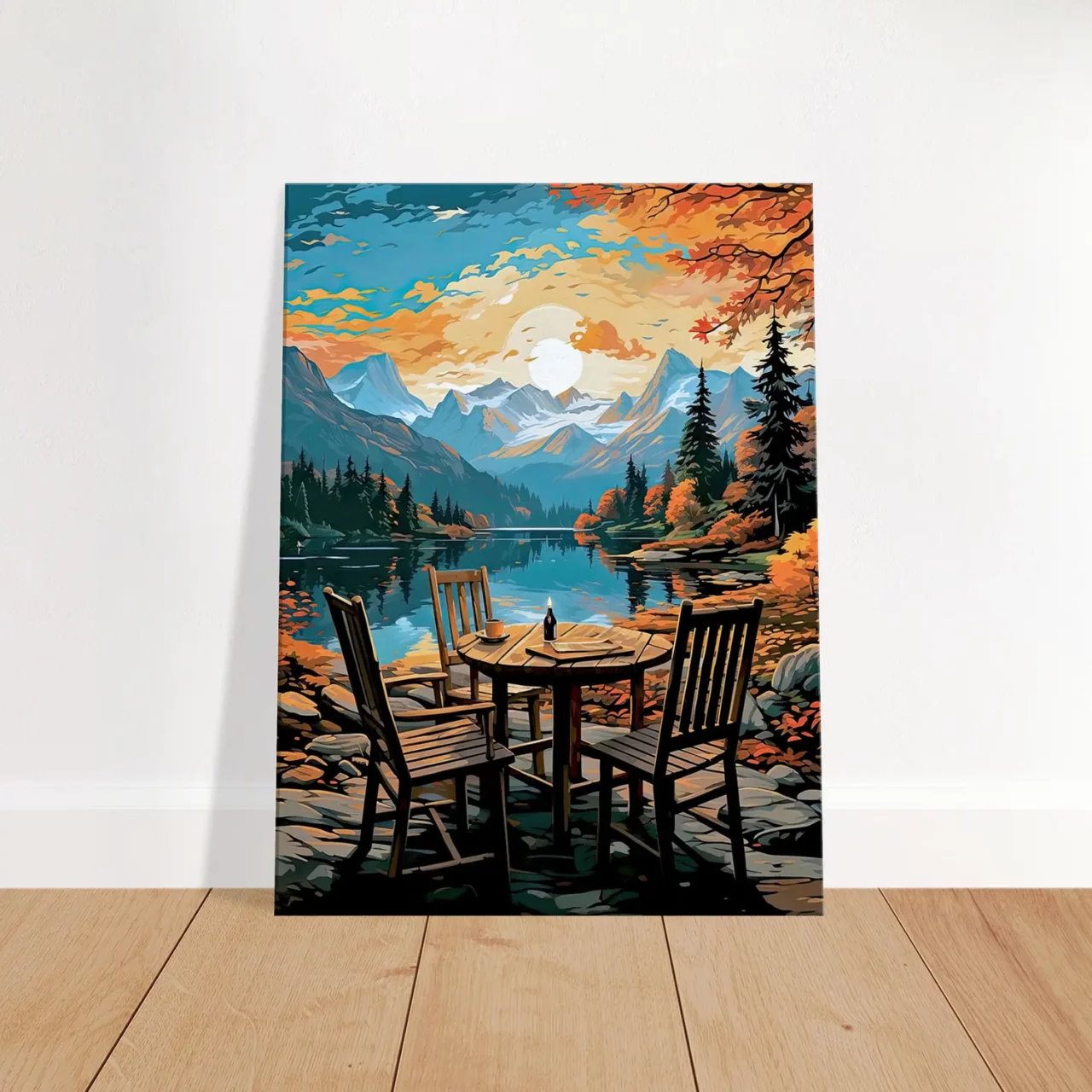 Cadre Evasion en Nature Café automnal bord du lac evasion en nature café automnal bord du lac