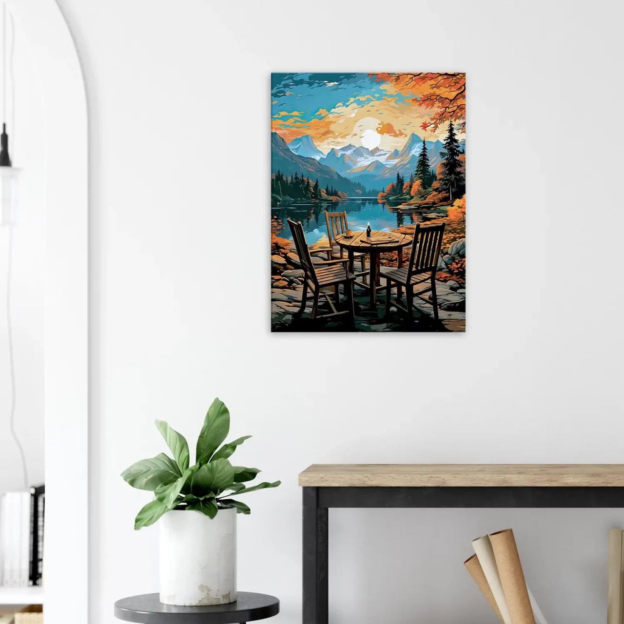 Cadre Evasion en Nature Café automnal bord du lac evasion en nature café automnal bord du lac