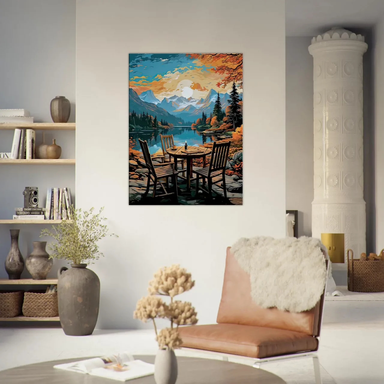 Cadre Evasion en Nature Café automnal bord du lac evasion en nature café automnal bord du lac