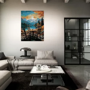 Cadre Evasion en Nature Café automnal bord du lac evasion en nature café automnal bord du lac