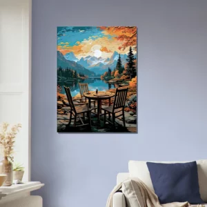 Cadre Evasion en Nature Café automnal bord du lac evasion en nature café automnal bord du lac