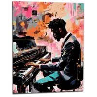 Peinture Harmonie en Couleur : Un Pianiste et Son Art harmonie en couleur : un pianiste et son art